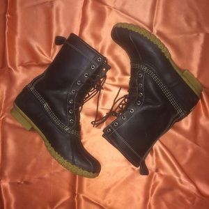 Black Leather Bean Boots 10"